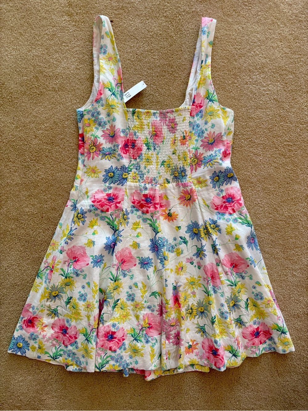 GAP White Floral Sundress with Pink, Yellow & Blue Blooms - Picture 4 of 5